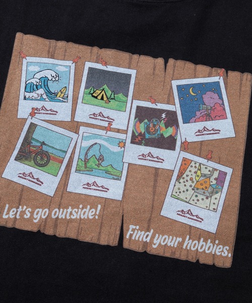 Mountain Mania（マウンテンマニア）の「Mountain Mania/マウンテンマニア　オリジナル天竺 プリントTEE -Hobbies-（Tシャツ/カットソー・メンズ・サックスブルー/ブラック・X-LARGE/LARGE/MEDIUM）」の4枚目の写真