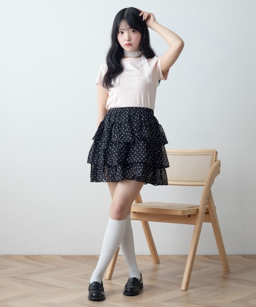WEGO(ウィゴー)の「WEGO/ドットシフォンスカート(スカート・レディース・ブラック/ホワイト・FREE)」の4枚目の写真