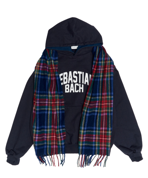 MUFFLER HOODIE NAVY — худи с воротником‑шарфом, синий