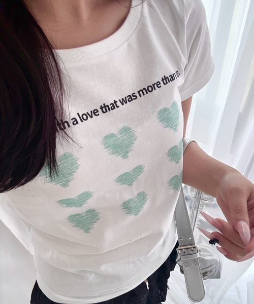 fiere（フィエール）の「【4柄展開】選べるデザインブラック×ミントプリントショート丈半袖Tシャツ（Tシャツ/カットソー・レディース・ホワイト/A/C/B・WM）」の21枚目の写真
