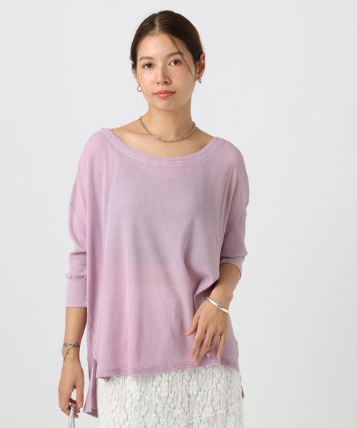 BAYFLOW(ベイフロー)の「ピグメントシアーワッフルT(Tシャツ/カットソー・レディース・ブラウン/ライラック/チャコール/オフホワイト・FREE)」の4枚目の写真