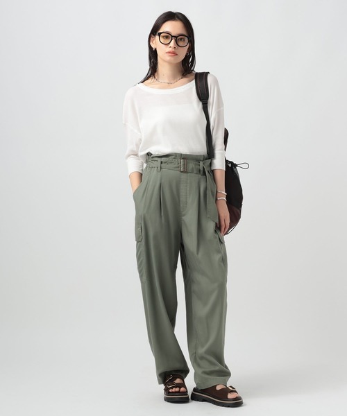 BAYFLOW(ベイフロー)の「ピグメントシアーワッフルT(Tシャツ/カットソー・レディース・ブラウン/ライラック/チャコール/オフホワイト・FREE)」の6枚目の写真