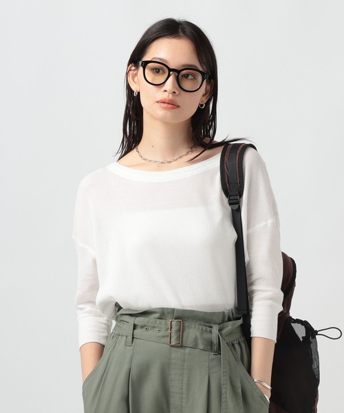 BAYFLOW(ベイフロー)の「ピグメントシアーワッフルT(Tシャツ/カットソー・レディース・ブラウン/ライラック/チャコール/オフホワイト・FREE)」の11枚目の写真