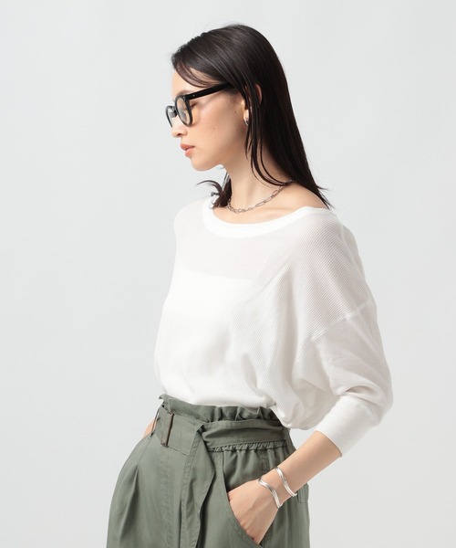 BAYFLOW(ベイフロー)の「ピグメントシアーワッフルT(Tシャツ/カットソー・レディース・ブラウン/ライラック/チャコール/オフホワイト・FREE)」の12枚目の写真