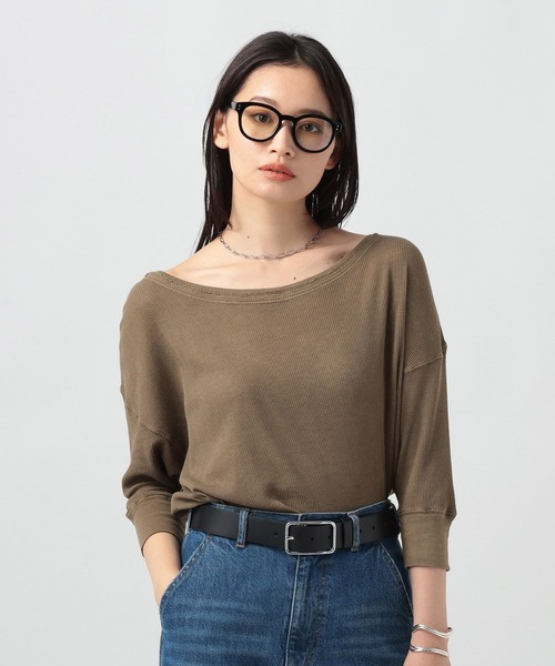 BAYFLOW(ベイフロー)の「ピグメントシアーワッフルT(Tシャツ/カットソー・レディース・ブラウン/ライラック/チャコール/オフホワイト・FREE)」の21枚目の写真