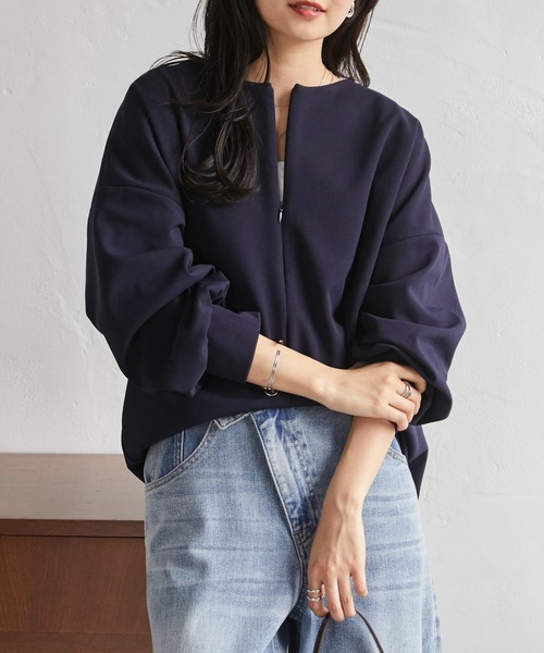 RANAN(ラナン)の「裏起毛ハーフジップコクーントップス(Tシャツ/カットソー・レディース・ダークネイビー/オフホワイト/グレイッシュベージュ/ブラック・M/LL/L/3L)」の22枚目の写真