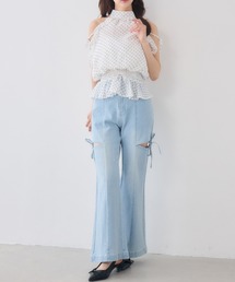 【48H限定価格】サイドスリットフレアデニムパンツ