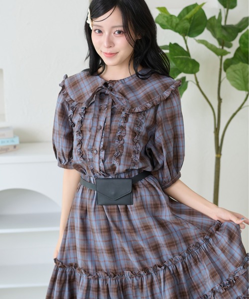 [Подходит для набора] круглый рифленый чехол Ribbon Fill Blouse