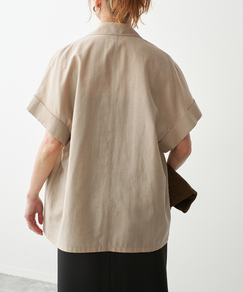 Spick & Span(スピックアンドスパン)の「ライトクロスハーフスリーブジャケット(テーラードジャケット・レディース・ブラック/ベージュ・FREE)」の5枚目の写真