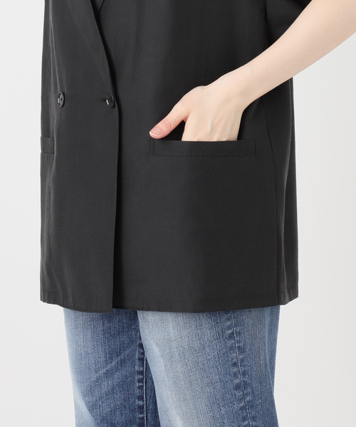 Spick & Span(スピックアンドスパン)の「ライトクロスハーフスリーブジャケット(テーラードジャケット・レディース・ブラック/ベージュ・FREE)」の13枚目の写真