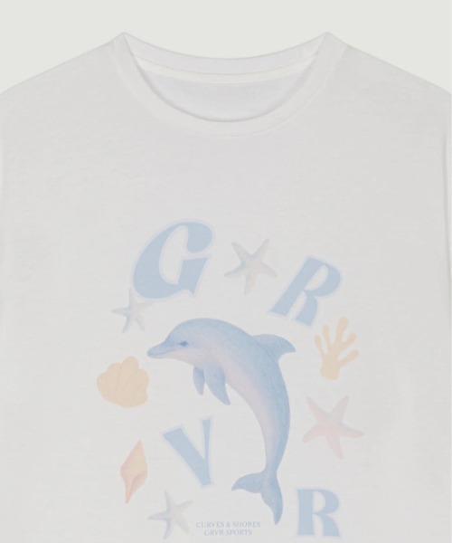 GRVRGROVE(グローブ)の「ALOHA DOLPINE T-SHIRT(Tシャツ/カットソー・レディース・グレー/ホワイト・フリー)」の3枚目の写真