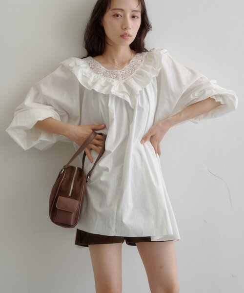 Kastane(カスタネ)の「【7.18(土)12:00発売】フリルボリュームミニワンピース(ワンピース・レディース・ブラック/オフホワイト・FREE)」の21枚目の写真