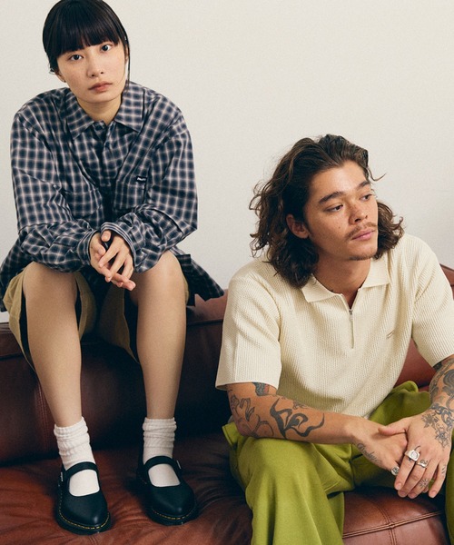 HUF(ハフ)の「AIR FLOW HALF ZIP POLO(ポロシャツ・メンズ・アイボリー/ダークブラウン・S/XL/L/M)」の5枚目の写真