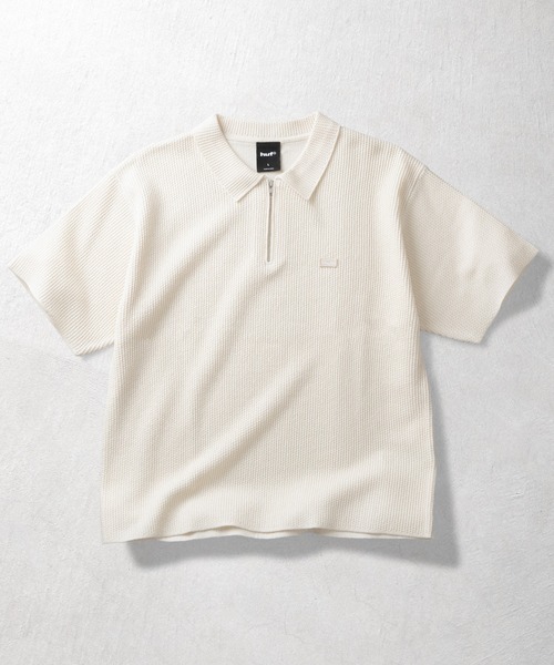 HUF(ハフ)の「AIR FLOW HALF ZIP POLO(ポロシャツ・メンズ・アイボリー/ダークブラウン・S/XL/L/M)」の8枚目の写真