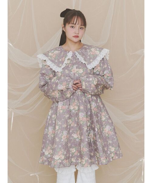 merry jenny(メリージェニー)の「floralキルトミニワンピース(ワンピース・レディース・パープル/オフホワイト/グリーン・FREE)」の3枚目の写真