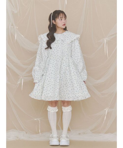 merry jenny(メリージェニー)の「floralキルトミニワンピース(ワンピース・レディース・パープル/オフホワイト/グリーン・FREE)」の8枚目の写真
