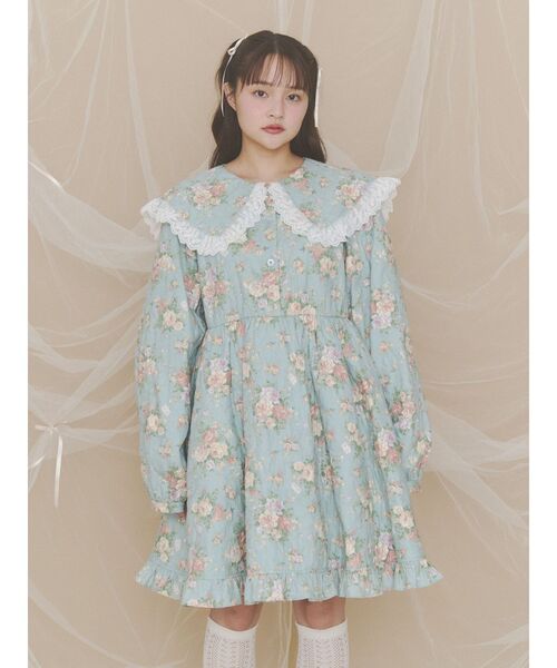 merry jenny(メリージェニー)の「floralキルトミニワンピース(ワンピース・レディース・パープル/オフホワイト/グリーン・FREE)」の11枚目の写真