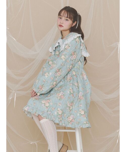 merry jenny(メリージェニー)の「floralキルトミニワンピース(ワンピース・レディース・パープル/オフホワイト/グリーン・FREE)」の13枚目の写真