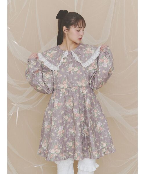 merry jenny(メリージェニー)の「floralキルトミニワンピース(ワンピース・レディース・パープル/オフホワイト/グリーン・FREE)」の16枚目の写真