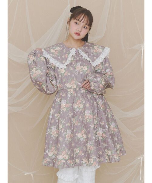 merry jenny(メリージェニー)の「floralキルトミニワンピース(ワンピース・レディース・パープル/オフホワイト/グリーン・FREE)」の17枚目の写真