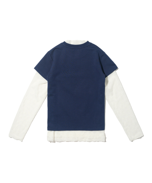 CARGOBROS FOR WOMAN(カーゴブロスフォーウィメン)の「スタシースルーロングスリーブレイヤード半袖Tシャツセット(アイボリー/ネイビー)(Tシャツ/カットソー・レディース・その他・FREE)」の5枚目の写真