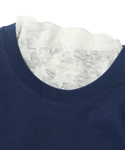 CARGOBROS FOR WOMAN(カーゴブロスフォーウィメン)の「スタシースルーロングスリーブレイヤード半袖Tシャツセット(アイボリー/ネイビー)(Tシャツ/カットソー・レディース・その他・FREE)」の3枚目の写真