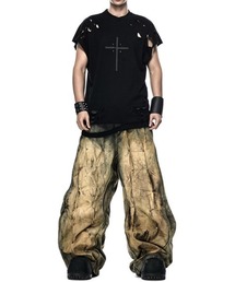 RICH（リッチ）の「【RICH】Ripped T Tanktop / 【RICH】クロスロゴリベットダメージノースリーブTシャツ（Tシャツ/カットソー）」