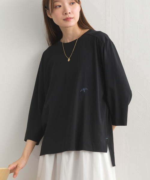 OMNES(オムネス)の「やわらかコットン6分袖刺繍ロンT(Tシャツ/カットソー・レディース・ホワイト/ブラック/パープル/レッド・FREE)」の10枚目の写真