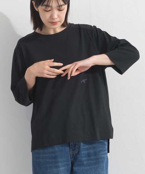 OMNES(オムネス)の「やわらかコットン6分袖刺繍ロンT(Tシャツ/カットソー・レディース・ホワイト/ブラック/パープル/レッド・FREE)」の12枚目の写真