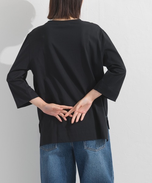 OMNES(オムネス)の「やわらかコットン6分袖刺繍ロンT(Tシャツ/カットソー・レディース・ホワイト/ブラック/パープル/レッド・FREE)」の13枚目の写真