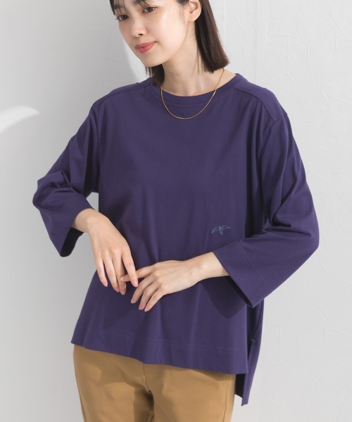 OMNES(オムネス)の「やわらかコットン6分袖刺繍ロンT(Tシャツ/カットソー・レディース・ホワイト/ブラック/パープル/レッド・FREE)」の15枚目の写真