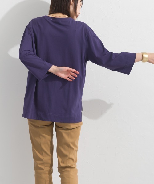 OMNES(オムネス)の「やわらかコットン6分袖刺繍ロンT(Tシャツ/カットソー・レディース・ホワイト/ブラック/パープル/レッド・FREE)」の16枚目の写真