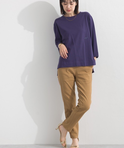 OMNES(オムネス)の「やわらかコットン6分袖刺繍ロンT(Tシャツ/カットソー・レディース・ホワイト/ブラック/パープル/レッド・FREE)」の18枚目の写真