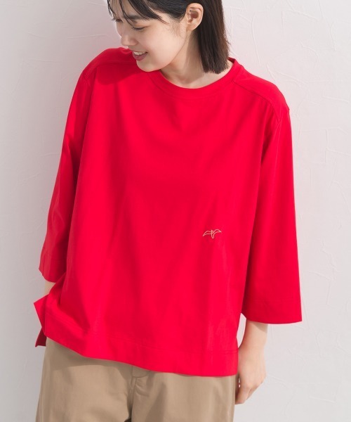 OMNES(オムネス)の「やわらかコットン6分袖刺繍ロンT(Tシャツ/カットソー・レディース・ホワイト/ブラック/パープル/レッド・FREE)」の20枚目の写真