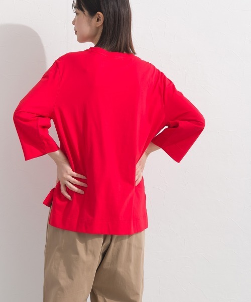 OMNES(オムネス)の「やわらかコットン6分袖刺繍ロンT(Tシャツ/カットソー・レディース・ホワイト/ブラック/パープル/レッド・FREE)」の22枚目の写真