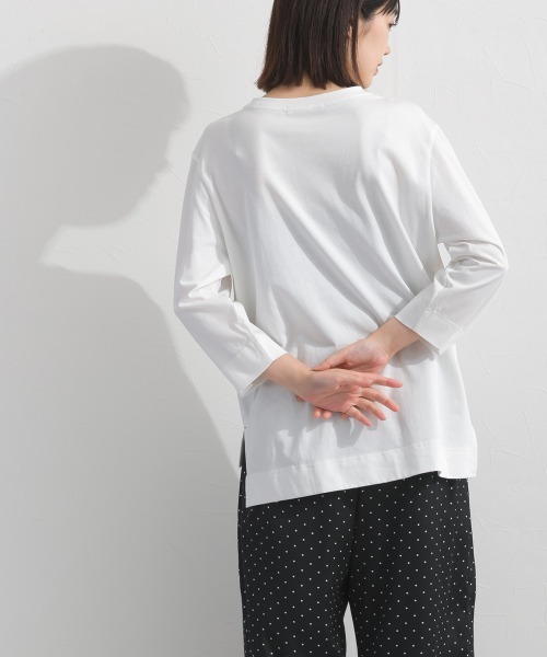 OMNES(オムネス)の「やわらかコットン6分袖刺繍ロンT(Tシャツ/カットソー・レディース・ホワイト/ブラック/パープル/レッド・FREE)」の6枚目の写真