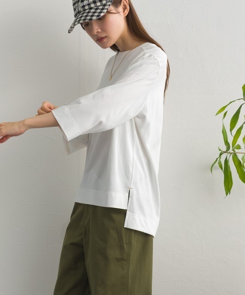 OMNES(オムネス)の「やわらかコットン6分袖刺繍ロンT(Tシャツ/カットソー・レディース・ホワイト/ブラック/パープル/レッド・FREE)」の7枚目の写真