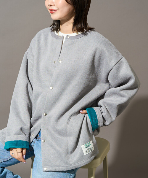 FREAK'S STORE(フリークスストア)の「限定展開 DISCUS ATHLETIC/ディスカスアスレチック インレー 裏シャギー ボンディング 配色 スナップカーディガン(カーディガン/ボレロ・レディース・グレー/ブラック/ブラウン・MEDIUM)」の16枚目の写真