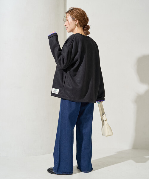 FREAK'S STORE(フリークスストア)の「限定展開 DISCUS ATHLETIC/ディスカスアスレチック インレー 裏シャギー ボンディング 配色 スナップカーディガン(カーディガン/ボレロ・レディース・グレー/ブラック/ブラウン・MEDIUM)」の10枚目の写真
