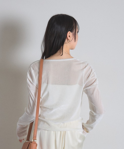&. NOSTALGIA(アンドドットノスタルジア)の「シアーベロアシャーリングプルオーバー(Tシャツ/カットソー・レディース・ブラウン/オフホワイト・FREE)」の6枚目の写真