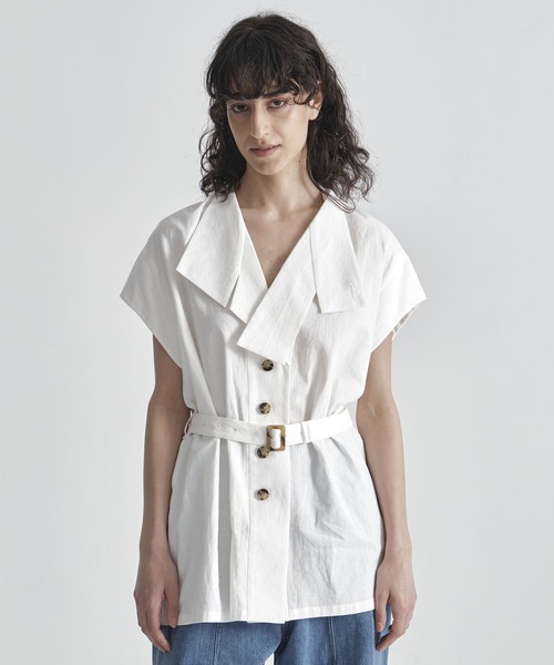 AKIRANAKA(アキラナカ)の「【AKIRANAKA/アキラナカ】Rachele shirt(シャツ/ブラウス・レディース・ホワイト/ブラック・1)」の1枚目の写真
