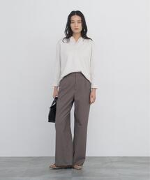 ◆【名品 / マルチサイズ / ウォッシャブル】シャークスキン強撚バックルパンツ