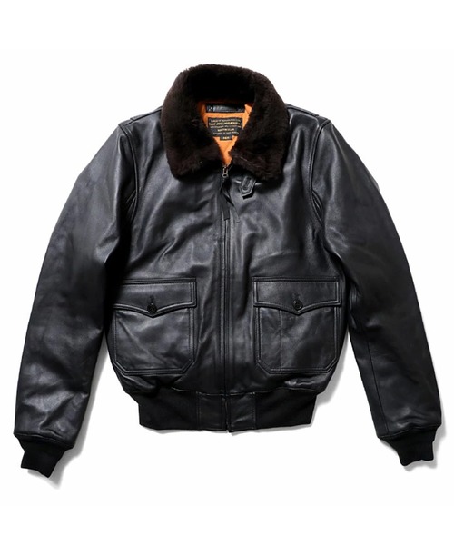 HOUSTON(ヒューストン)の「HOUSTON ヒューストン G-1 LEATHER JACKET G-1 ラムレザー ムートン フライトジャケット 本革 中綿入り(ライダースジャケット・メンズ・ブラック/ブラウン・44/42/40/38)」の1枚目の写真