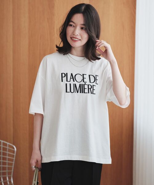 Green　Parks（グリーンパークス）の「アソートロゴTシャツ（Tシャツ/カットソー・レディース・杢グレー/チャコールグレー/オフホワイト/ベージュ・FREE）」の8枚目の写真