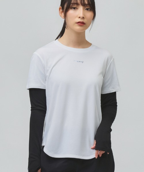 le coq sportif（ルコックスポルティフ）の「ルコックスポルティフ le coq sportif アームカバー付き半袖Tシャツ（Tシャツ/カットソー・レディース・ネイビー/ピンク/ホワイト・M/XL/L）」の2枚目の写真
