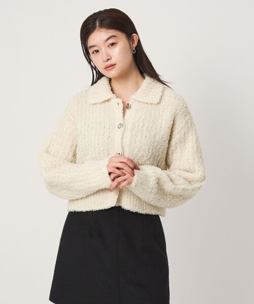 green label relaxing(グリーンレーベルリラクシング)の「<GLR_MINE>フェザー ニット カーディガン(カーディガン/ボレロ・レディース・オフホワイト/イエロー・FREE)」の20枚目の写真