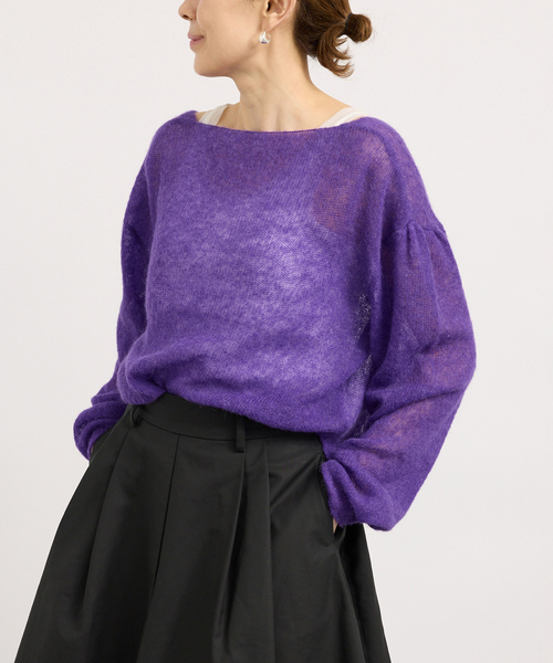 enrica(エンリカ)の「ENRICA エンリカ Airy Sheer Alpaka Vプルオーバー KNIT280(ニット/セーター・レディース・ブラック/パープル/アイボリー・FREE)」の3枚目の写真