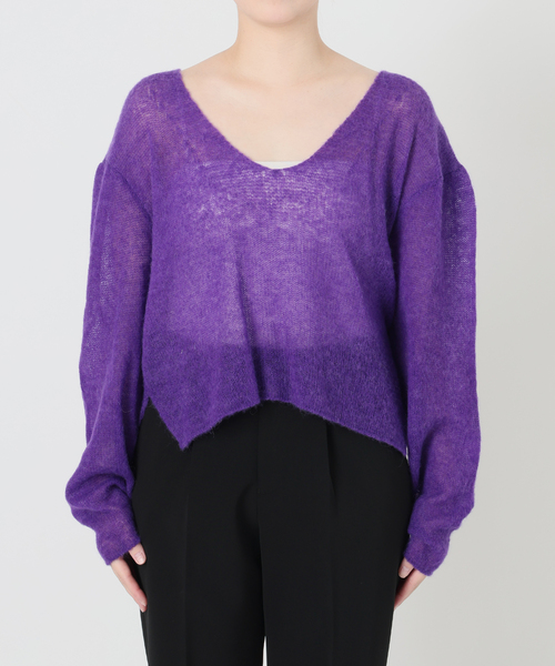 enrica(エンリカ)の「ENRICA エンリカ Airy Sheer Alpaka Vプルオーバー KNIT280(ニット/セーター・レディース・ブラック/パープル/アイボリー・FREE)」の12枚目の写真