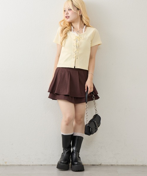 continuer de NICE CLAUP（コンティニューデナイスクラップ）の「レースＵＰドッキングプルオーバー（Tシャツ/カットソー・レディース・ブラウン/その他12/イエロー/サックスブルー・FREE）」の6枚目の写真
