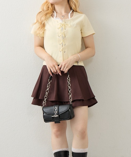 continuer de NICE CLAUP（コンティニューデナイスクラップ）の「レースＵＰドッキングプルオーバー（Tシャツ/カットソー・レディース・ブラウン/その他12/イエロー/サックスブルー・FREE）」の5枚目の写真